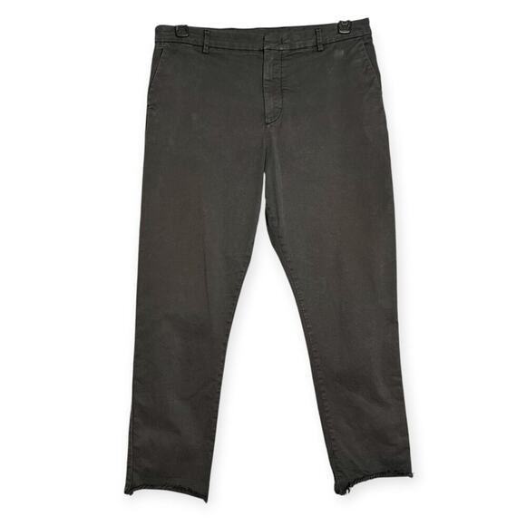 Unsubscribed High Rise Distressed Pants SIZE 8 Gray Raw Hem Tapered Leg - Picture 1 of 11